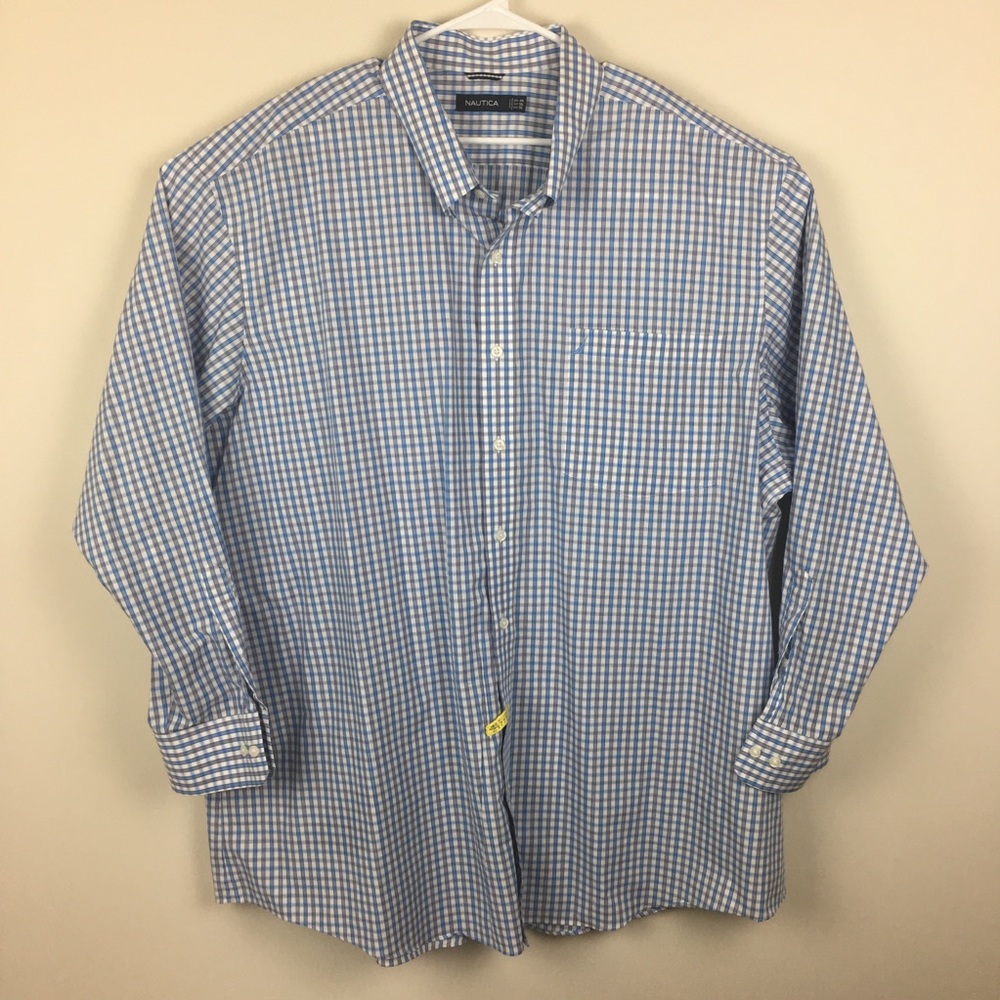 Men’s Nautica Checked Dress Shirt 4XL Extra Nice